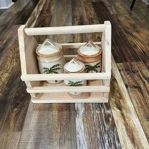 Palm Tree canister & wooden caddy